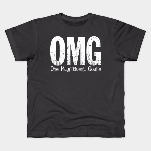 OMG: One Magnificent Goalie (hockey) Kids T-Shirt by eBrushDesign